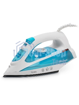 Утюг Maxwell MW-3055B белый/голубой, 2200 Вт, 30 г/мин, 100 г/мин, 280 мл