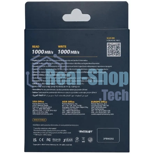 Внешний SSD Patriot Transporter Lite, 4TB, USB 3.2 Gen 2 Type-A/Type-C, R/W 1000/1000, красный