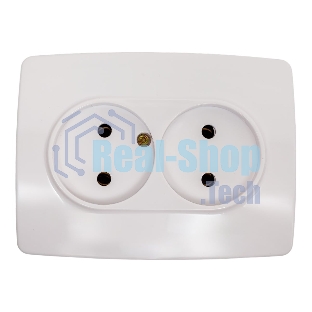 Розетка ЭРА 2X2P, 16A-250В, IP20, белый (10/100/1600)