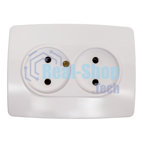 Розетка ЭРА 2X2P, 16A-250В, IP20, белый (10/100/1600)