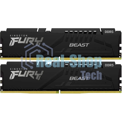 Оперативная память Kingston Fury Beast, DDR5, 32GB (2x16GB), 5600MHz, CL36, DIMM, с радиаторами, черный