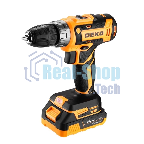 Дрель-шуруповерт Deko GCD20DU PRO, 20 В, 3 Ач, 42 Нм, щеточный
