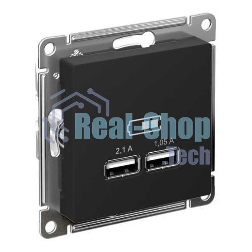 Карбон Розетка USB, 5В, 1 порт x 2,1 А, 2 порта х 1,05 А, механизм ATN001033 Schneider Electric