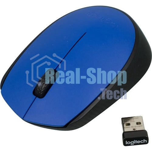 Мышь беспроводная Logitech M171 синий, 1000 dpi, радиоканал, USB, кнопки - 3