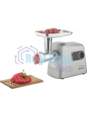 Мясорубка электрическая Gorenje MG2500DS серый, 2500 Вт, 2.8 кг/мин, реверс, защита от перегрузки, металлический лоток, насадки - 8