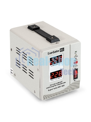 Стабилизатор напряжения ExeGate EX291729RUS Expert Turbo AST-1000 (1000ВА, вход 80-260В, двойная цифр. индикация вход/вых. напряжения, выход 220В±8%, КПД 98%, 5 уровней защиты, задержка, усиленный метал. корпус, 1*Schuko, RTL)
