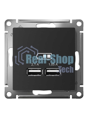 Карбон Розетка USB, 5В, 1 порт x 2,1 А, 2 порта х 1,05 А, механизм ATN001033 Schneider Electric