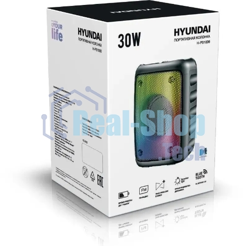 Колонка портативная Hyundai H-PS1006 черный 30 Вт 1.0 BT 10м 1500mAh