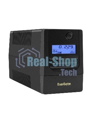 Источник бесперебойного питания ExeGate Smart LB-800.LCD.AVR.2SH.USB (800VA/480W, LCD, AVR, 2*Schuko, USB, батарея 12V 9Ah, Black)