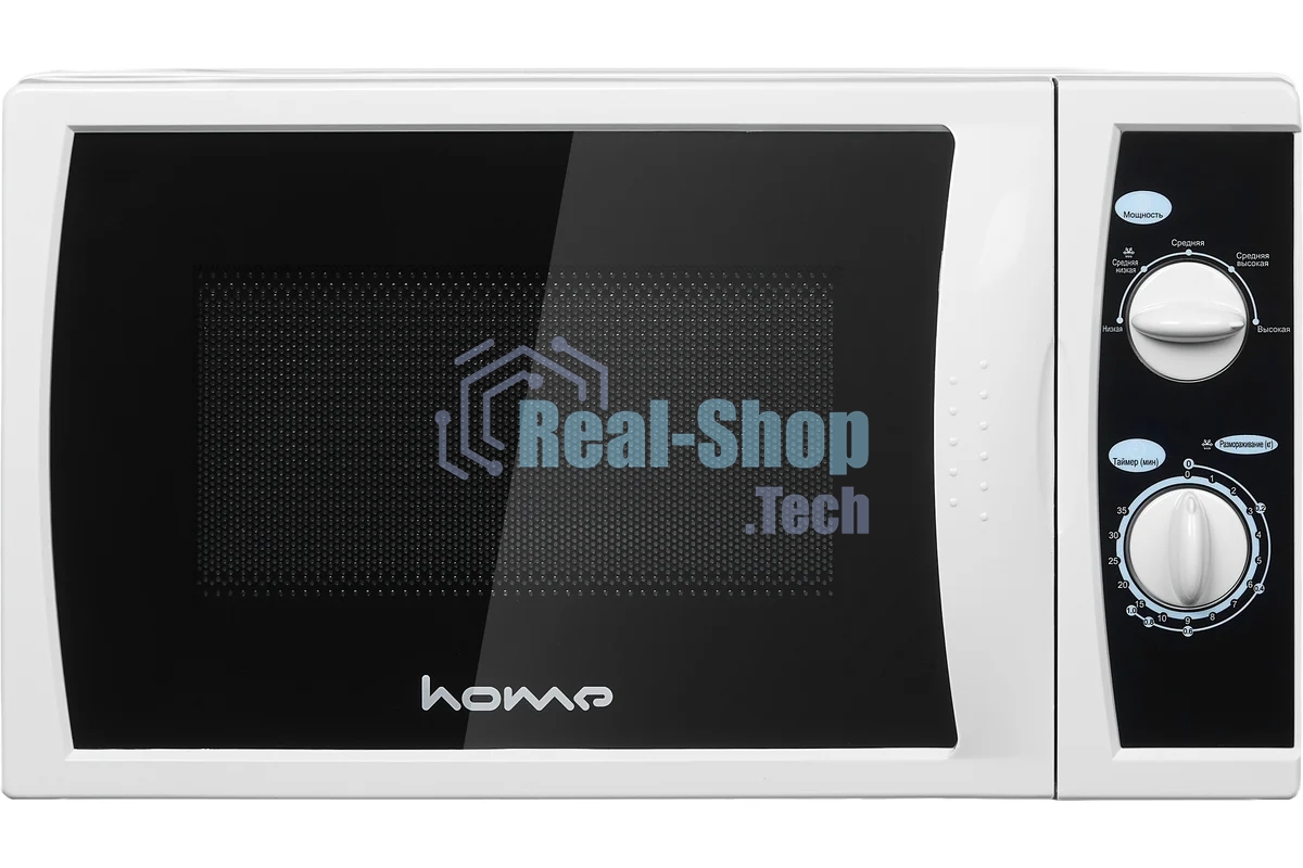 Микроволновая печь HOME HMM208AW белый, 20 л, 800 Вт, переключатели - поворотный механизм
