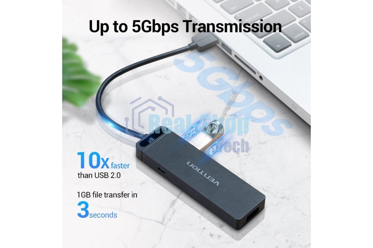 USB-концентратор Vention CHLBB, USB 3.0, USB 4 порта, USB