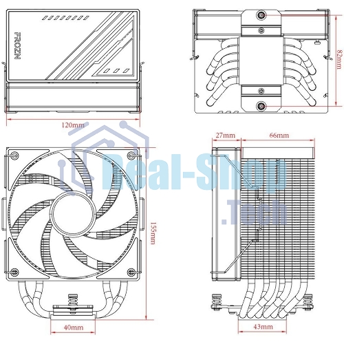 Устройство охлаждения(кулер) ID-Cooling Frozn A610 ARGb белый 120мм алюминий+медь 2000rpm 30db 4-pin 250W 155мм