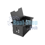 Прямоугольный металлический корпус Wize Pro WRTS-12BOX-B для модульной системы врезного лючка в стол с откидывающейся крышкой, до12 модулей-вставок, беспроводная зарядка 10Вт для моб.устройств на крышке, преустановленная рамка,черный