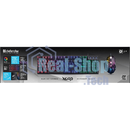 Комплект клавиатура+мышь Defender Nord GS-959 проводной, USB, 2400 DPI, чёрный