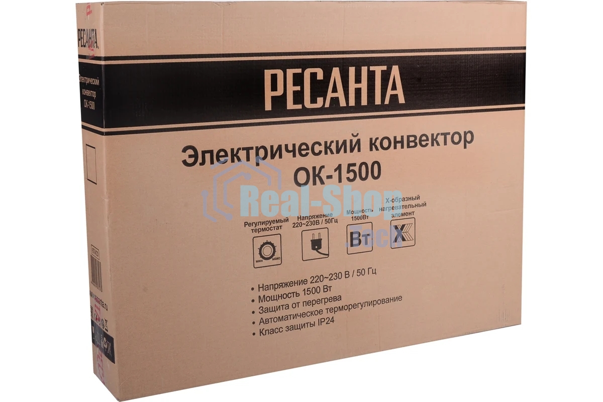Конвектор электрический Ресанта ОК-1500 белый, 1500 Вт, 20 м2, термостат