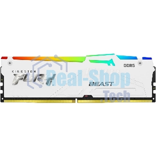 Оперативная память Kingston Fury Beast, DDR5, 32Gb (1x32Gb), 5600MHz, CL40, DIMM, с радиаторами, RGb, белый