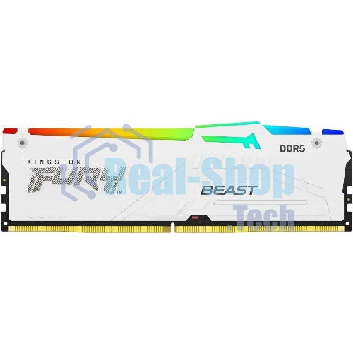 Оперативная память Kingston Fury Beast, DDR5, 32Gb (1x32Gb), 5600MHz, CL40, DIMM, с радиаторами, RGb, белый