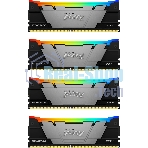 Оперативная память Kingston Fury Renegade, DDR4, 32Gb (4x8GB), 3200MHz, CL16, DIMM, с радиаторами, RGB, серебристый/черный