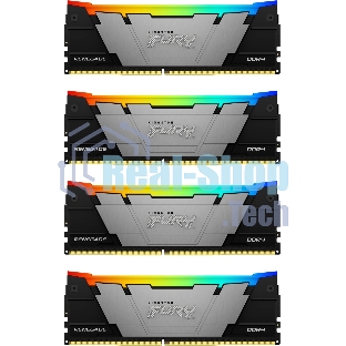 Оперативная память Kingston Fury Renegade, DDR4, 32Gb (4x8GB), 3200MHz, CL16, DIMM, с радиаторами, RGB, серебристый/черный