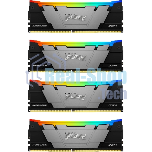 Оперативная память Kingston Fury Renegade, DDR4, 32Gb (4x8GB), 3200MHz, CL16, DIMM, с радиаторами, RGB, серебристый/черный