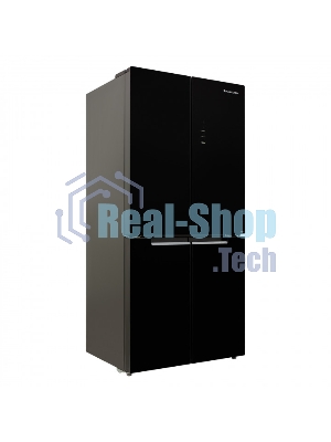 Холодильник Schaub Lorenz SLU X490GY3EI черное стекло трехкамерный 300/124л морозилка снизу, No Frost, Side by Side
