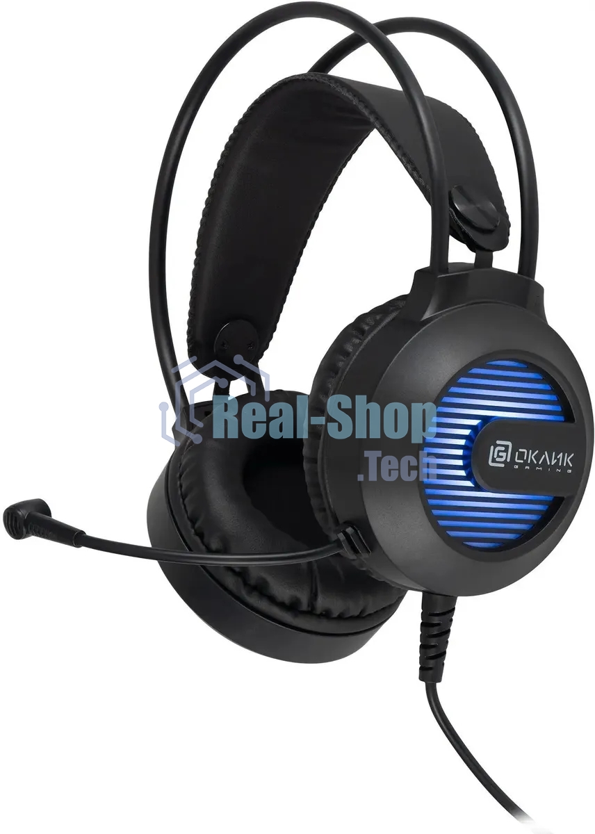 Гарнитура Oklick HS-L300G чёрный, проводная, 3.5 мм, подсветка