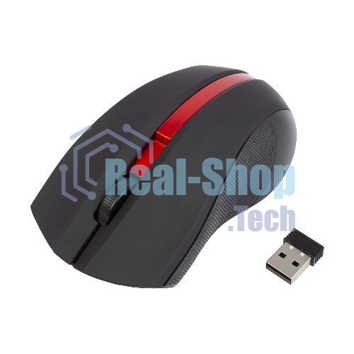 Мышь беспроводная HIPER HOMW-073 черный/красный, 1000 dpi, радиоканал, USB, кнопки - 3