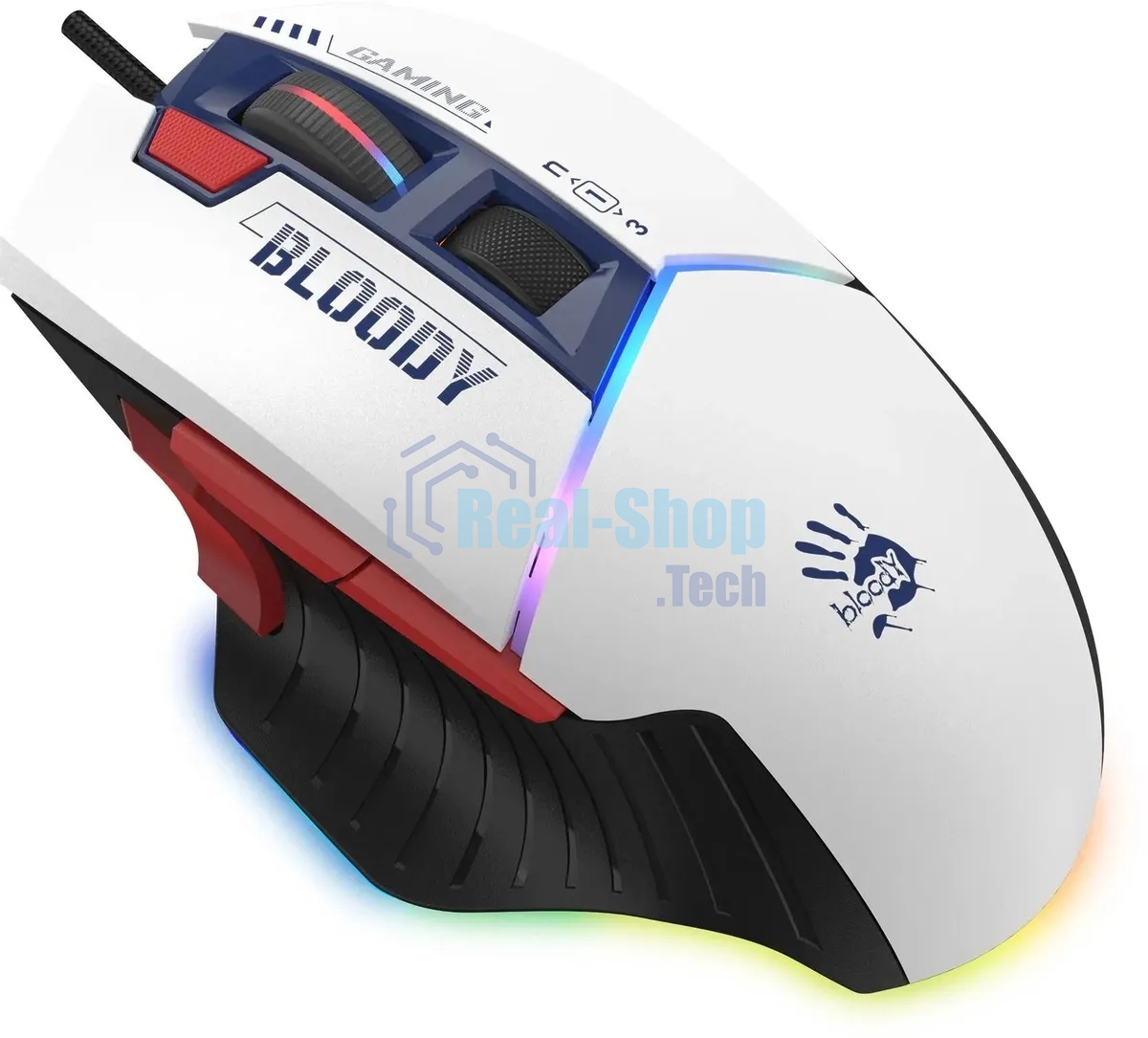Мышь беспроводная A4Tech Bloody W95 Max Sports синий/белый оптическая (12000dpi) USB (10but)