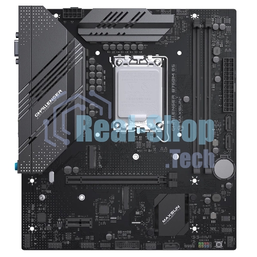 Материнская плата Maxsun Challenger B760M D5 WIFI, LGA 1700, Intel B760, 2xDDR5, 3xSATA, 2xM.2, 1xPCIe 4.0 x16, 1xPCIe 4.0 x1, 1xHDMI, 1xVGA, 1x 1Gb LAN, 2xUSB-A 3.2 Gen 1, 2xUSB-A 2.0, 3x3.5 мм, 5.1, mATX