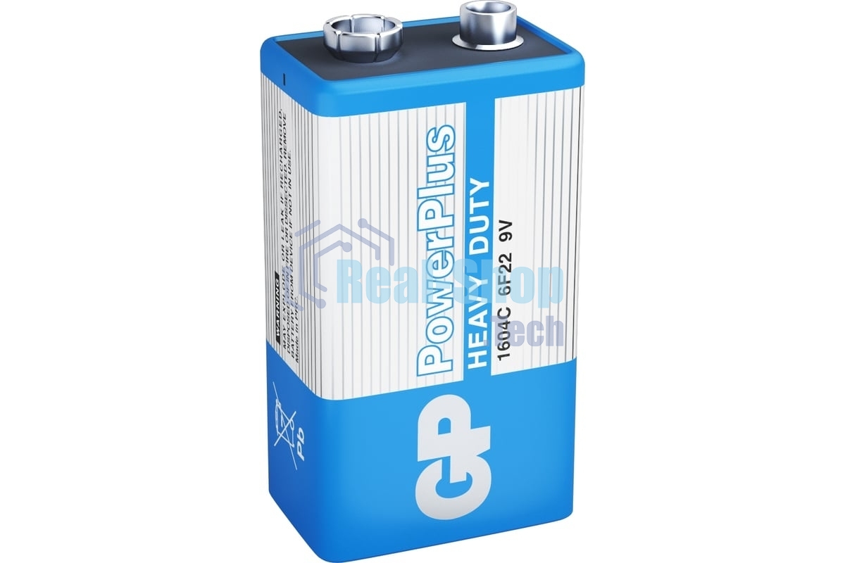 Солевая батарейка GP PowerPlus 9V Крона - 1 шт. в пленке