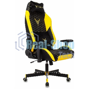 Кресло игровое Knight Neon черный/желтый соты эко.кожа с подголов. крестовина металл