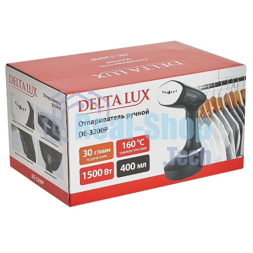 Отпариватель Delta LUX DE-3200P черный, 1500 Вт, 30 г/мин, 400 мл