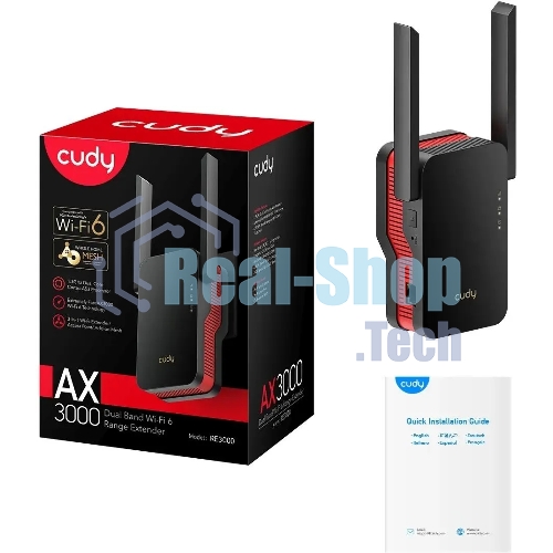 Повторитель беспроводного сигнала Cudy RE3000 AX3000 Wi-Fi черный