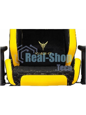 Кресло Knight Neon черный/желтый, экокожа, 120 кг, механизм качания