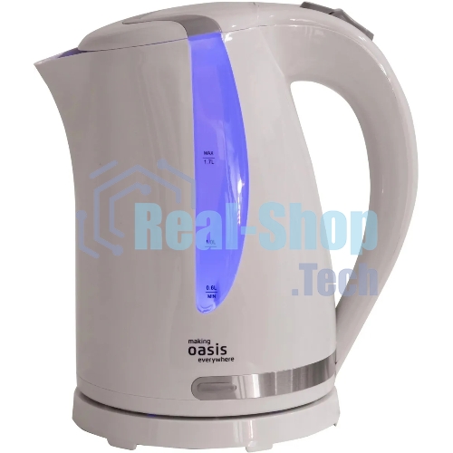 Чайник электрический Oasis K-2PW 1.7 л, 2200 Вт, белый корпус: пластик