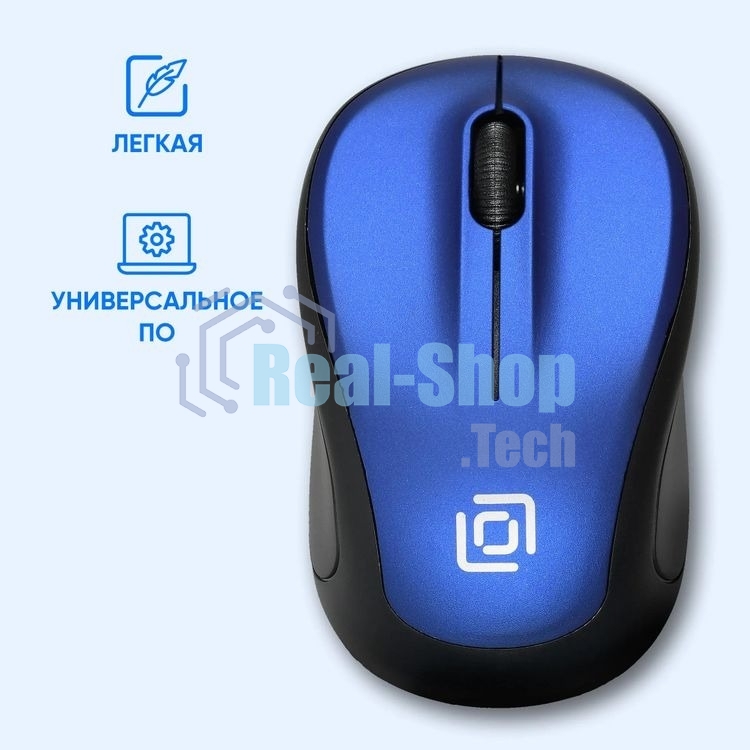 Мышь беспроводная Oklick 665MW черный/синий, 1000 dpi, радиоканал, USB, кнопки - 3