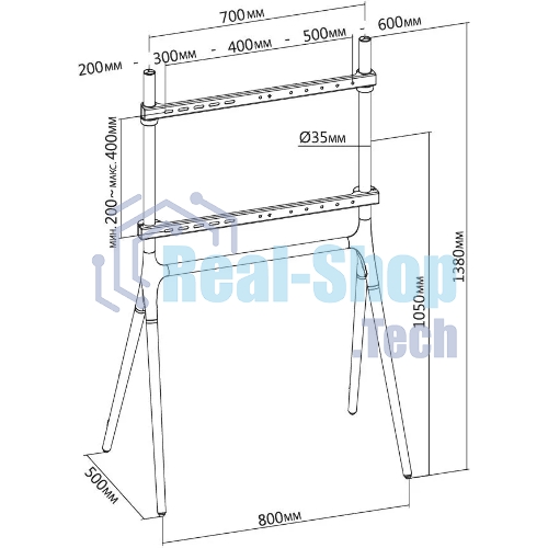 Подставка для телевизора Cactus CS-ST1247WTBCH белый/береза, 49