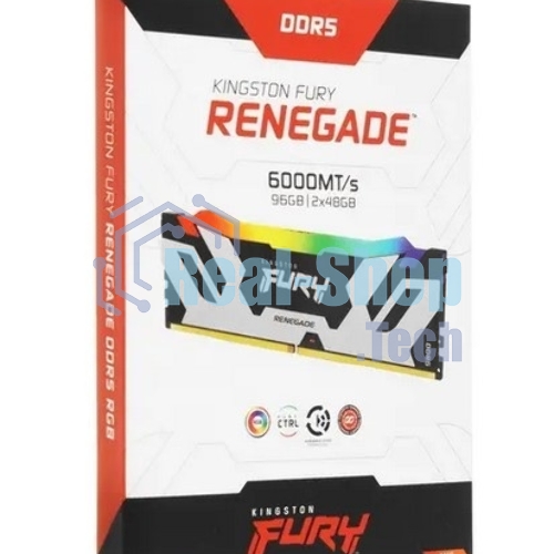 Оперативная память Kingston Fury Renegade, DDR5, 96Gb (2x48GB), 6000MHz, CL32, DIMM, с радиаторами, cеребристый/черный