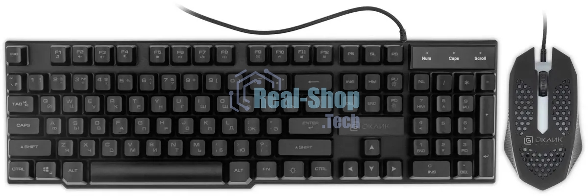 Комплект клавиатура+мышь Oklick 400GMK проводной, USB, 1200 DPI, чёрный