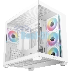 Компьютерный корпус Deepcool CG530 4F WH без БП, боковое окно (панорама), 3x120мм ARGB Reverce вентилятора на боковой стенке, 1x120мм ARGB вентилятор сзади, белый, ATX