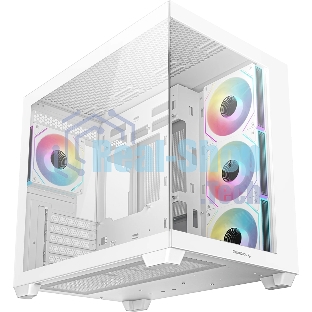 Компьютерный корпус Deepcool CG530 4F WH без БП, боковое окно (панорама), 3x120мм ARGB Reverce вентилятора на боковой стенке, 1x120мм ARGB вентилятор сзади, белый, ATX