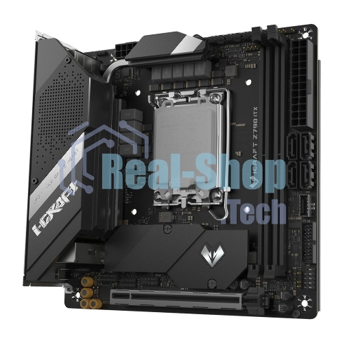 Материнская плата Maxsun iCraft Z790ITX WI-FI, LGA1700, Intel Z790, 2xDDR5, 4xSATA, 2xM.2, 1xPCIe 5.0 x16, 1xDP, 1xHDMI, 1x2.5Gb LAN, Wi-Fi 6E, Bluetooth 5.3, 1xUSB-C 20Gbps, 4xUSB-A 5Gbps, 4xUSB-A 2.0, 2x3.5 мм, 5.1, mini-ITX
