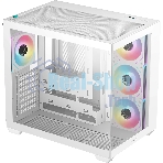 Компьютерный корпус Deepcool CG530 4F WH без БП, боковое окно (панорама), 3x120мм ARGB Reverce вентилятора на боковой стенке, 1x120мм ARGB вентилятор сзади, белый, ATX