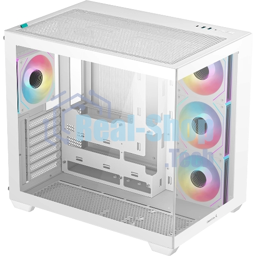 Компьютерный корпус Deepcool CG530 4F WH без БП, боковое окно (панорама), 3x120мм ARGB Reverce вентилятора на боковой стенке, 1x120мм ARGB вентилятор сзади, белый, ATX