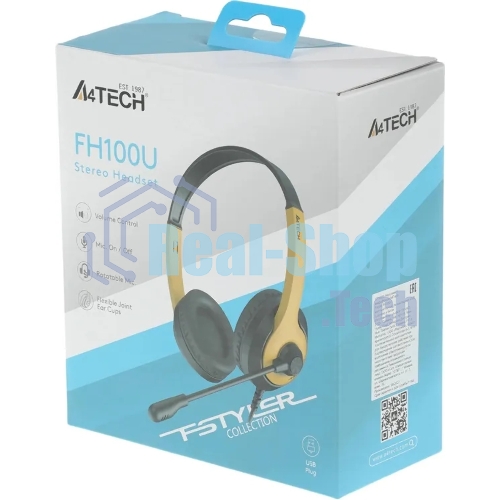 Гарнитура A4Tech Fstyler FH100U желтый/черный, проводная