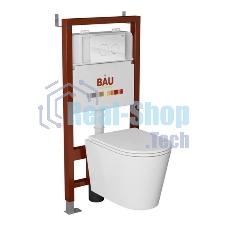 Комплект BAU 6 в 1: инсталляция BAU PRO, унитаз подвесной торнадо Bau Nimb Hurricane-2, сиденье дюропласт микролифт, клавиша из стекла BAU Dream