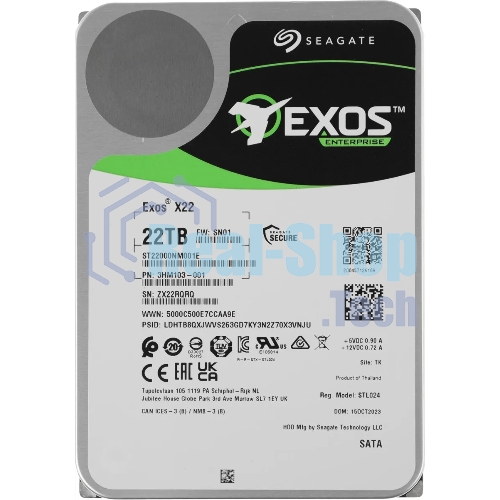Жесткий диск Seagate HDD Exos X22 ST22000NM001E 22Tb 7200rpm SATA-III 512Mb 3.5