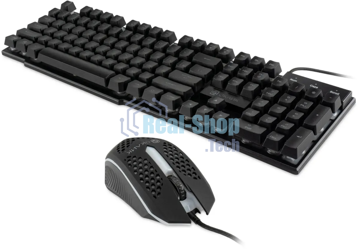 Комплект клавиатура+мышь Oklick 400GMK проводной, USB, 1200 DPI, чёрный