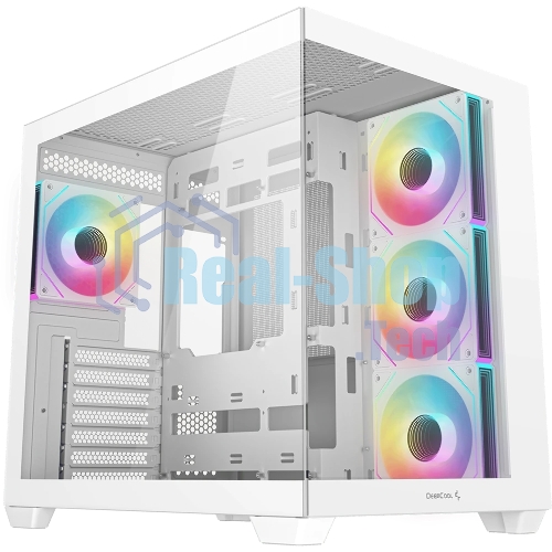 Компьютерный корпус Deepcool CG530 4F WH без БП, боковое окно (панорама), 3x120мм ARGB Reverce вентилятора на боковой стенке, 1x120мм ARGB вентилятор сзади, белый, ATX