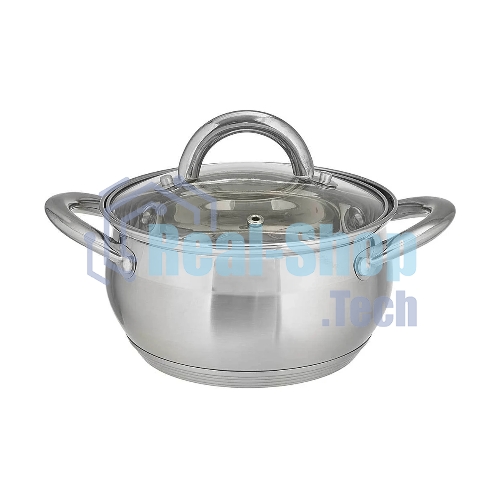 Кастрюля WEBBER BE-351/2 1,9 л, 16 см, из нержавеющей стали со стеклянной крышкой